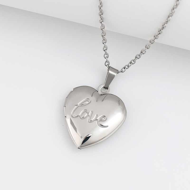 Fashion Versatile Stainless Steel Photo Necklace Round Single-Sided Hollow Commemorative Box Printed Pendant Jewelry