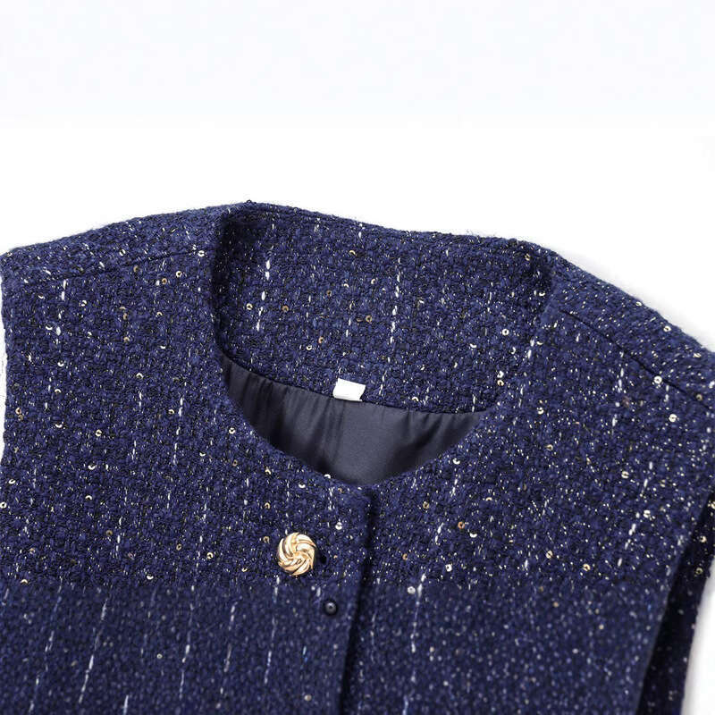 DHEssentials Autumn New Knitted Vest V-Neck Outerwear Single-Breasted Chanel Style Socialite 9298725