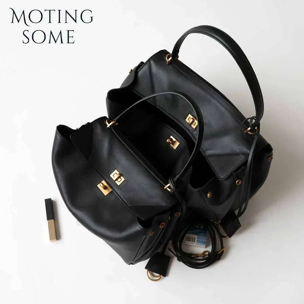 Motingsome 2024 Rodeo Buckle Woman Designer Bags Cow Leather Handbag Fashion Lady Pouch Retro Underarm Purses Tote New