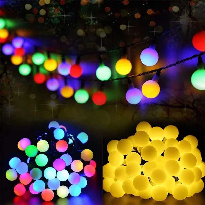 LED Ball Garland Lights Fairy String RGB Waterproof Outdoor Lamp Christmas Holiday Wedding Party Lights Decoration C250912
