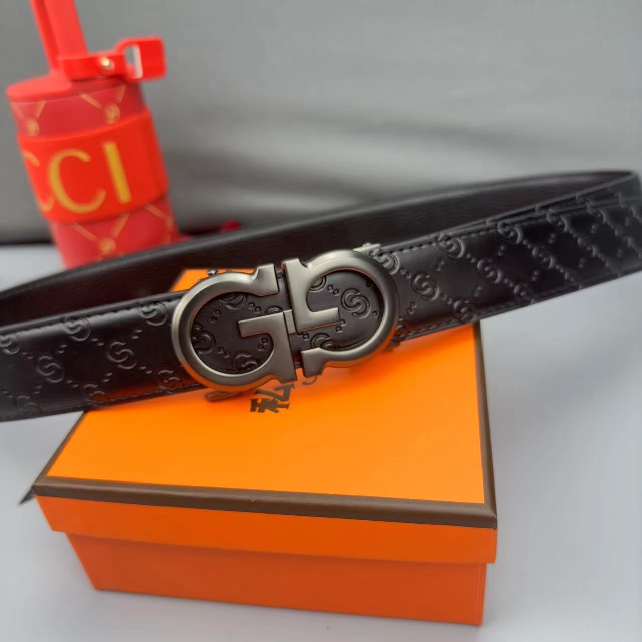 mens belt business men's leather automatic buckle letter g trendy elegant versatile young and middleaged highend belt designer belt