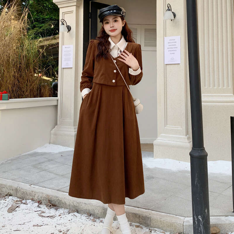 DHEssentials Buttons Can Be Opened Autumn Winter Long Sleeve Chanel Lapel Fashionable Elegant Slimming Hepburn Style Dress