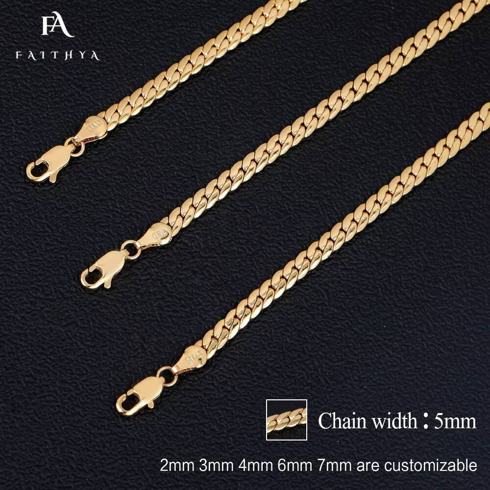 Oro Laminado Hot Selling 5mm Cuban Snake Link Chain Gold Filled 18k Waterproof Necklace Chain