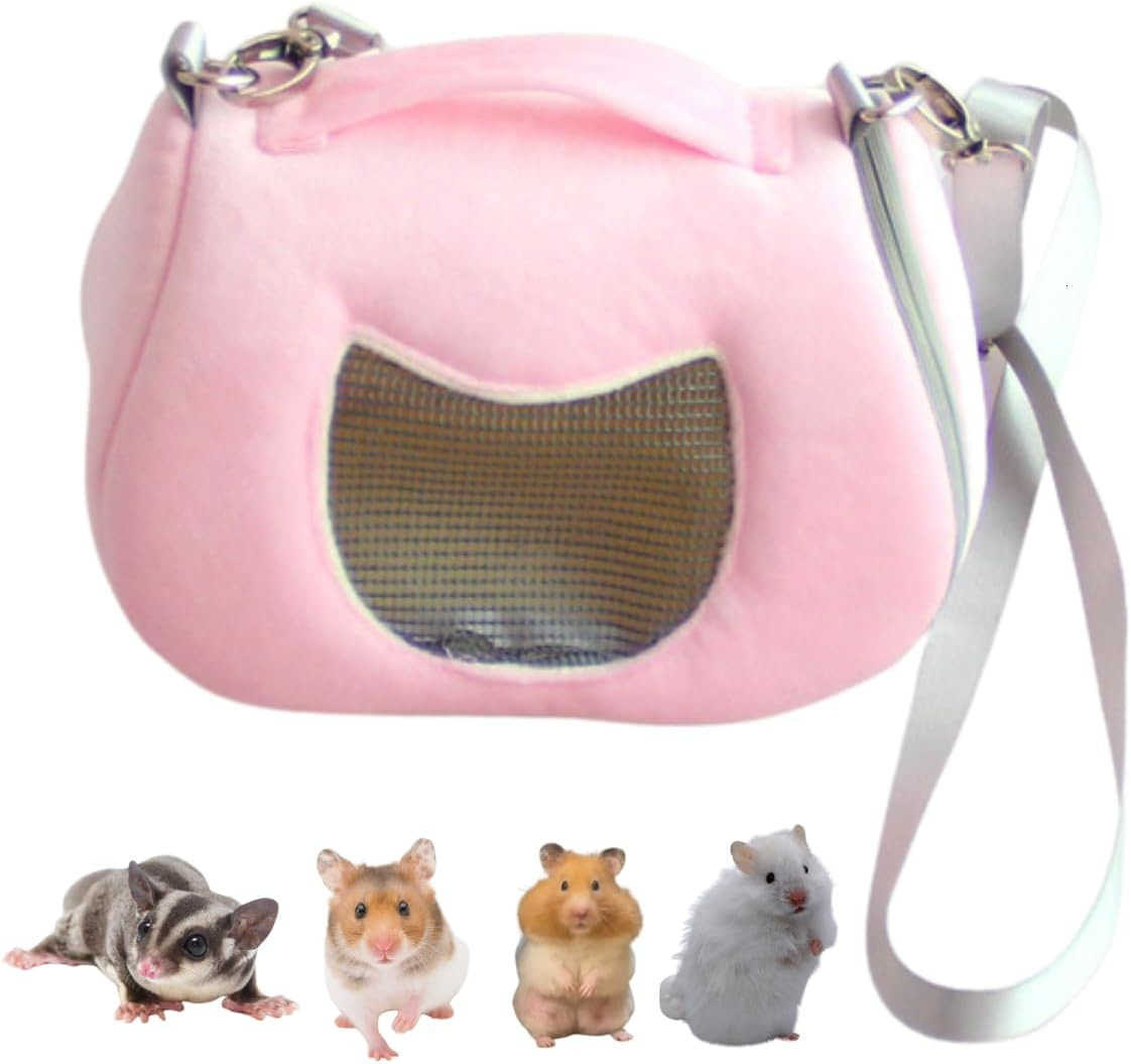 Small Pet Carrier Bag with Adjustable Shoulder Strap Hamster Travel Cage Breathable Carrier Portable Travel Carrier for Birds Sugar Glider Golden Hams