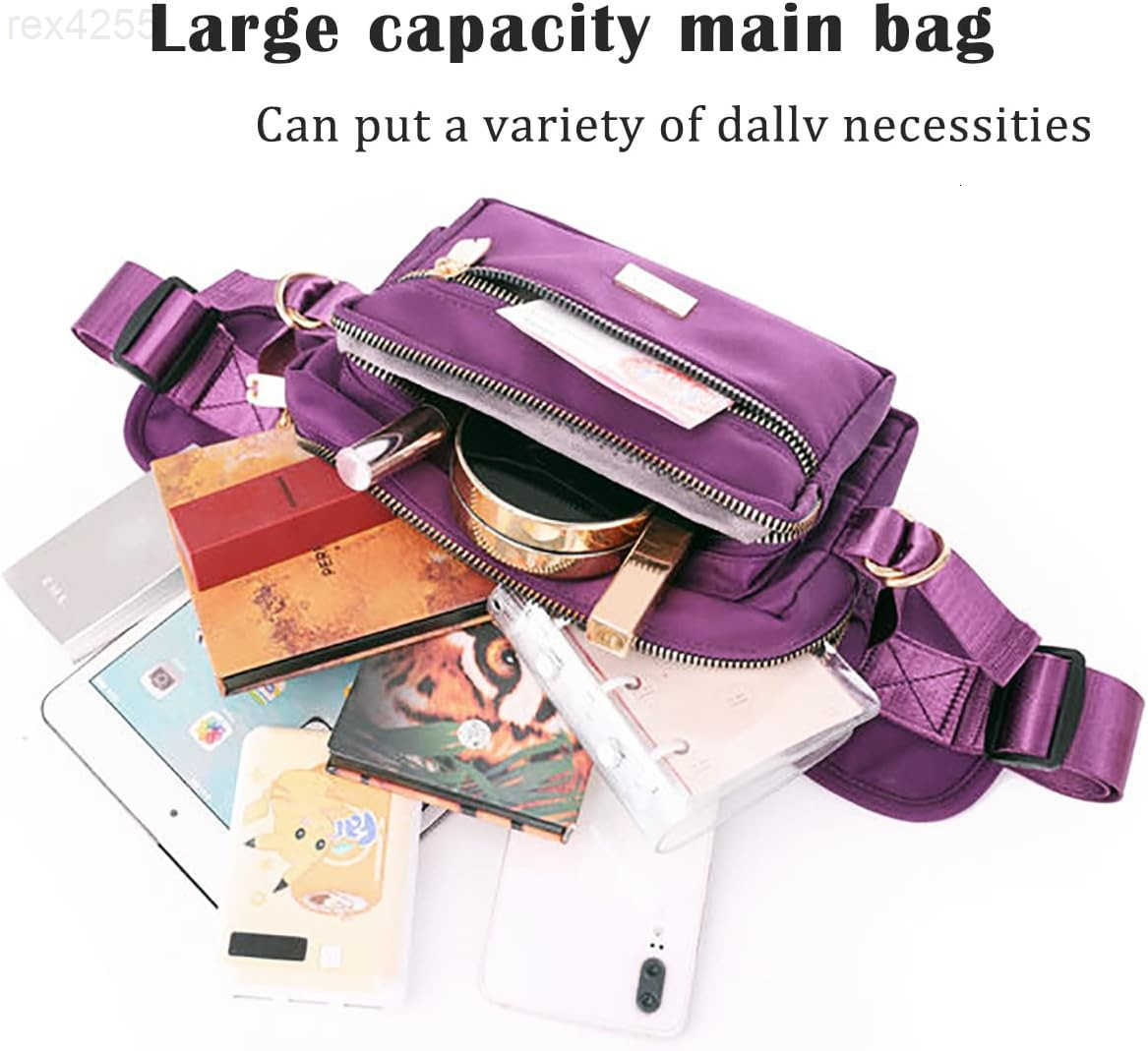 Large Fashion Fanny Pack for Men Women Waist Bag for Waterproof Hiking Running Biking Gym Outdoor Sports Travel Belt Bag PurpleW250912