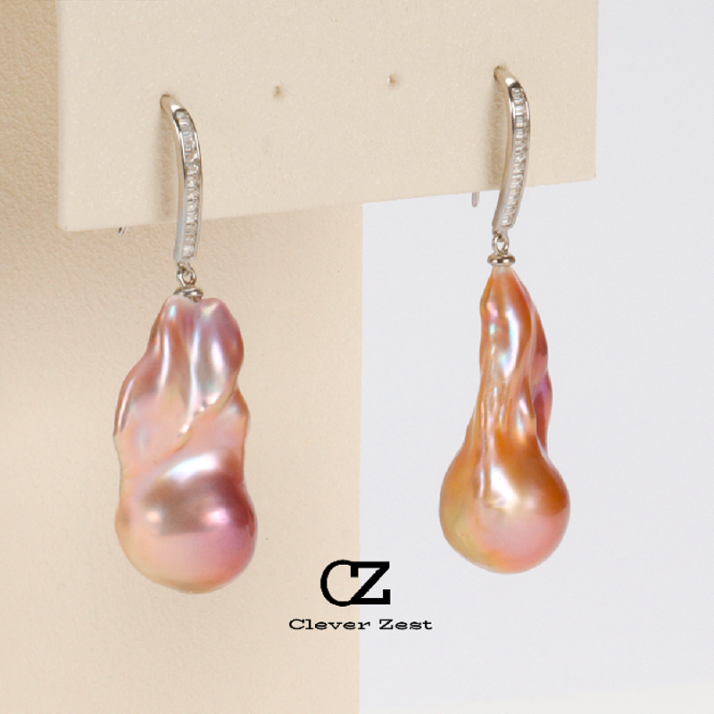 Natural Freshwater Baroque Pearl Earrings Sterling Silver Freshwater Pearl Hook Earrings Fashionable, Versatile, Trendy Anniversary Gift, Bestie Gift