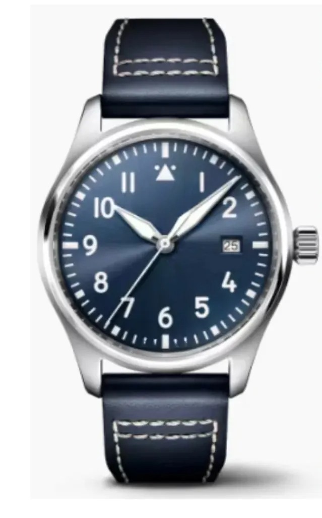 Fashion high quality watches luxury news mens watches automatic mechanical stainless steel black leather simple 41mm pilots watch mark xviii outdoor295b