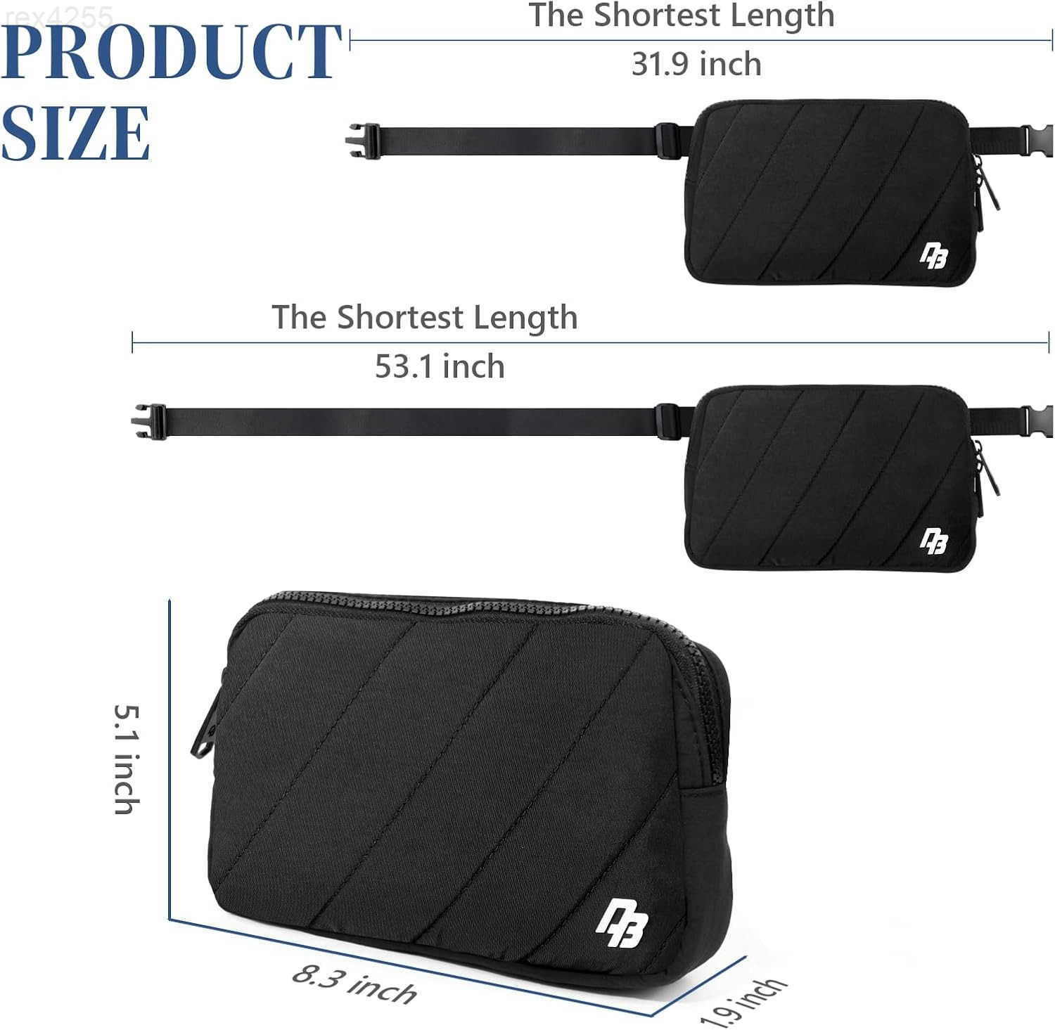 Fanny Pack for Woman Man Crossbody Bag with Lightweight Design Adjustable Crossbody Waist Chest Strap 1L Belt Bag for Gym Hiking Travel BlackW250912