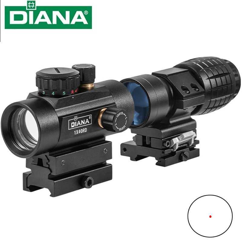 DIANA 1x40 Riflescope Tactical Red Dot Scope Sight Hunting Holographic Green Dot Sight 3x Magnifier combination C250912
