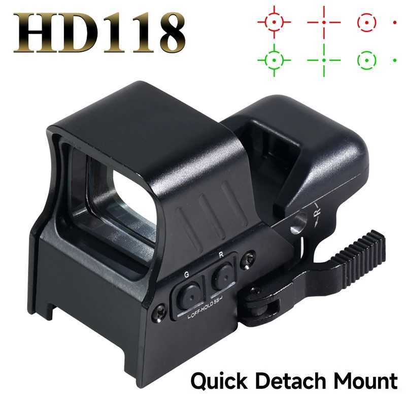 Tactical HD118 Holographic 4 Different Reticle RedGreen Dot Optics Sight Quick Detach Mount Fit 20mm Airsoft RifleScope Hunting C250912