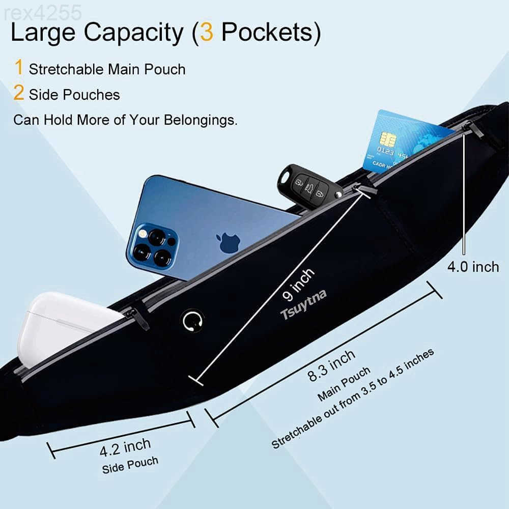Running Belt for Women Men Slim Phone running belt with WaterResistant Phone Holder 3 pockets Adjustable Waist Strap Reflective Safety Design for Runn
