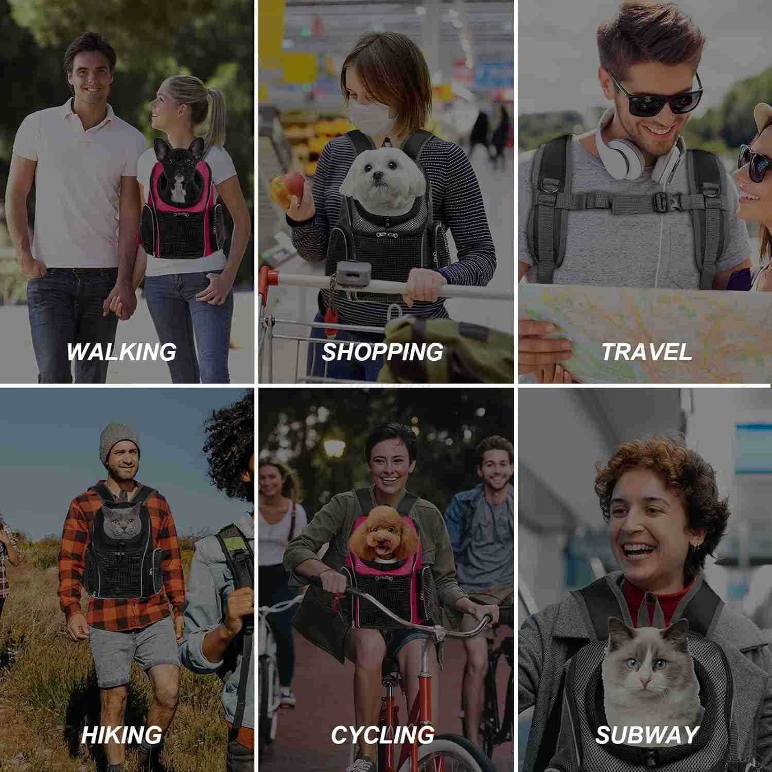 Pet Front Carrier Dog Backpack Adjustable Pet Front Cat Dog Carrier Backpack Travel Bag EasyFit for Traveling Hiking Camping for Small Medium Large Do