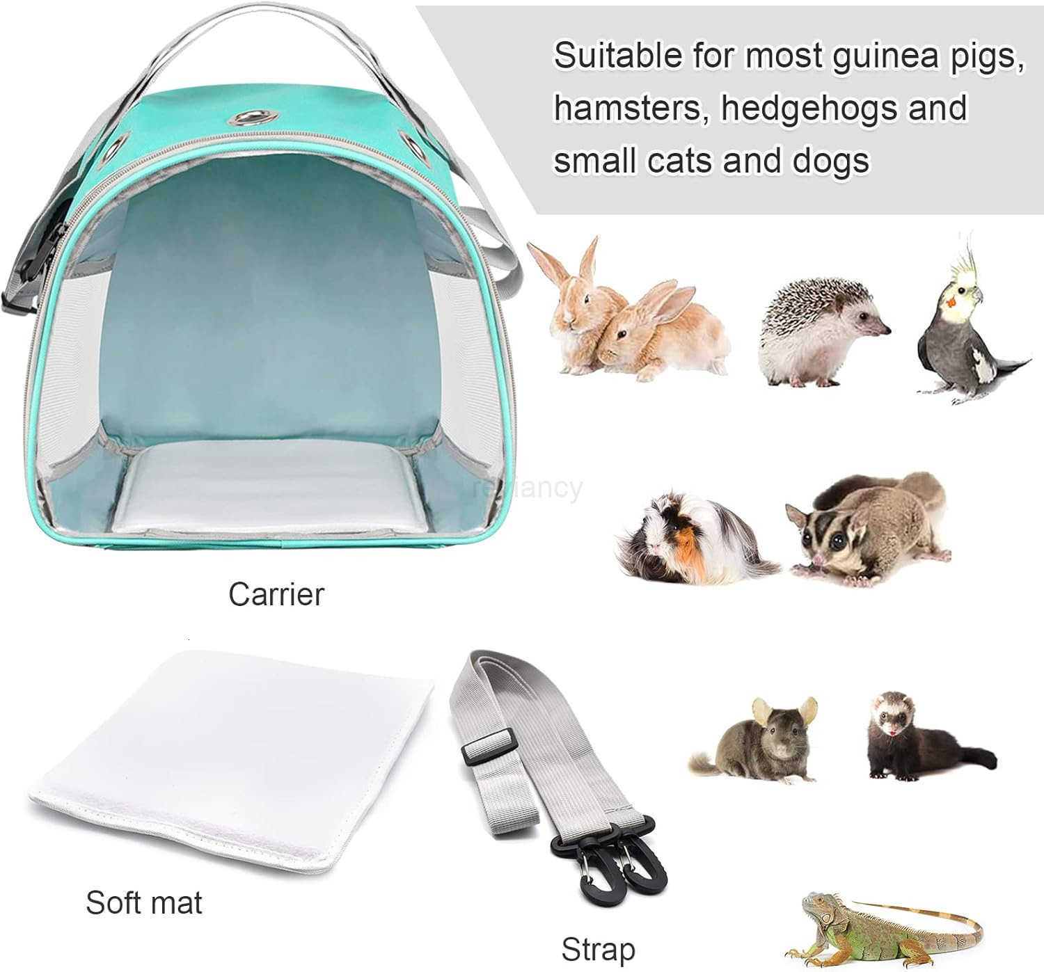 Small Animal Carrier Bag Upgraded Portable Guinea Pig Carriers Transparent Hamster Carrying Case Reptile Rat Rabbit Bearded Dragon Hedgehog Carrier Ba