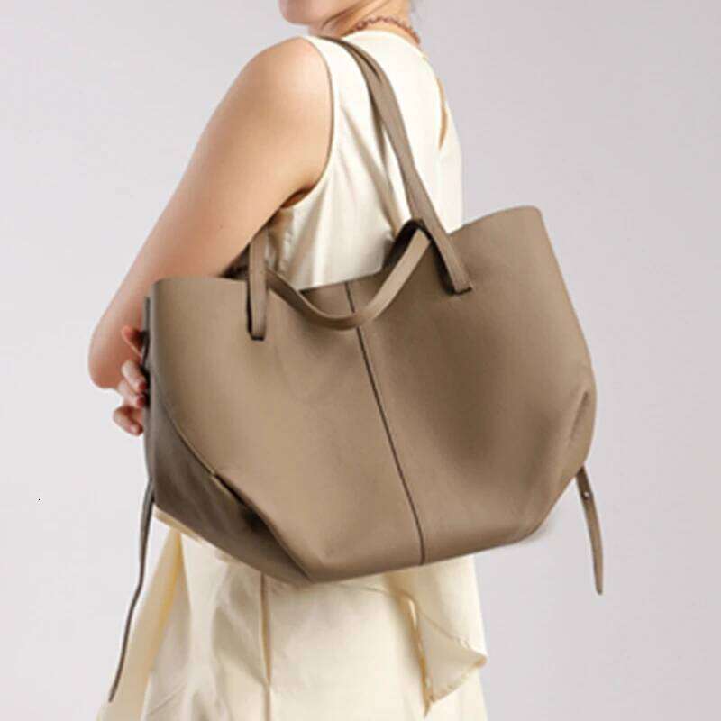 Hifashion 2 Pcs/Set Genuine Leather Tote For Women 2025 Designer Large Work Shoulder Bags Shopping Laies Handbags