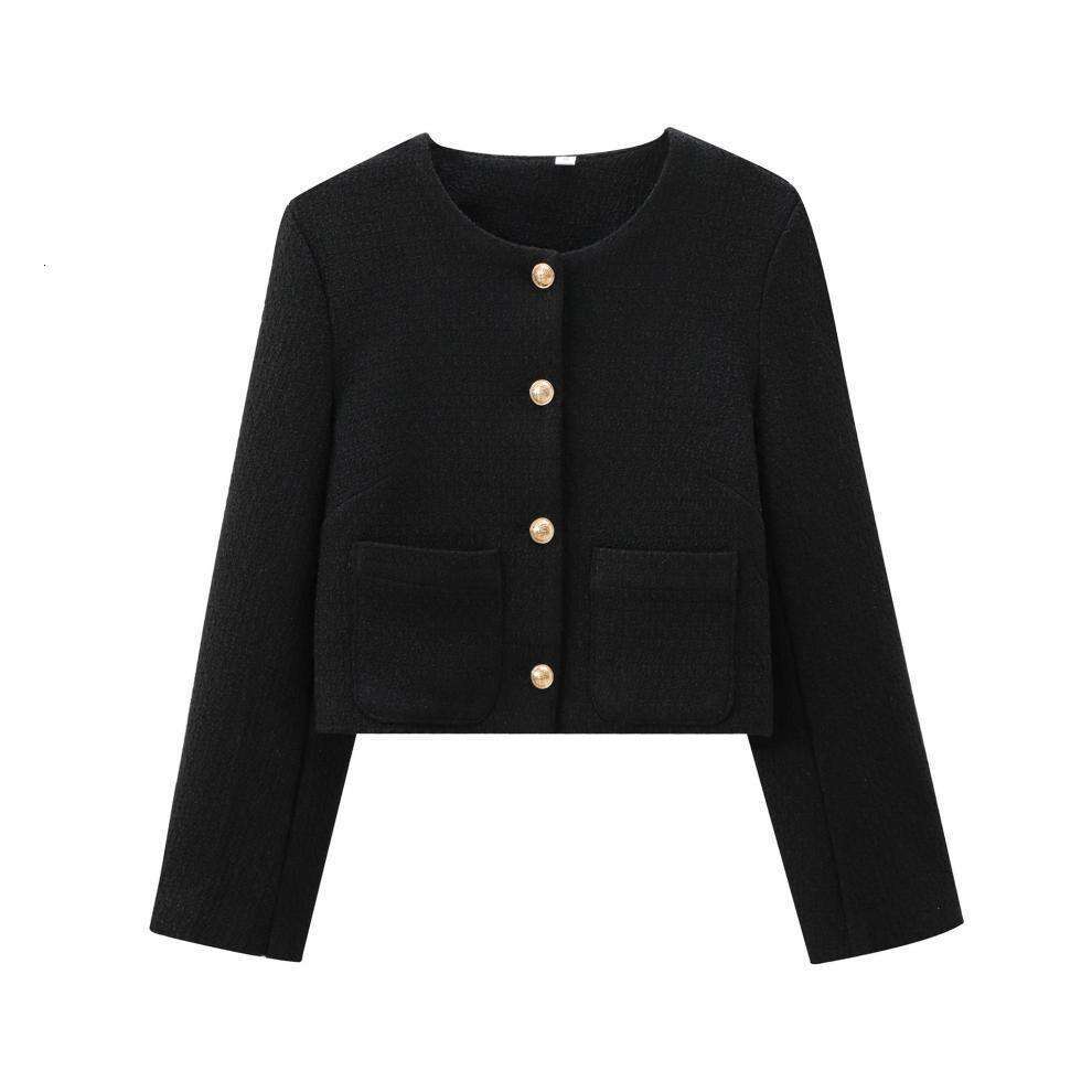 DHEssentials Autumn New Coarse Wool Round Neck Outerwear Little Chanel Style Short Jacket 1195099