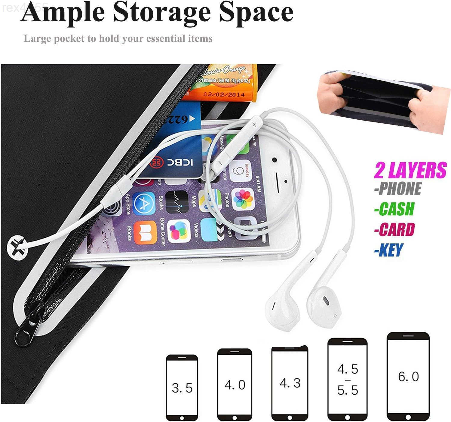 Fanny Packs for Women Waterproof Fanny Pack for Men Adjustable Running Belt Waist Pack Slim Expandable Pocket Belt Black iPhone Running Holder Cell Ph