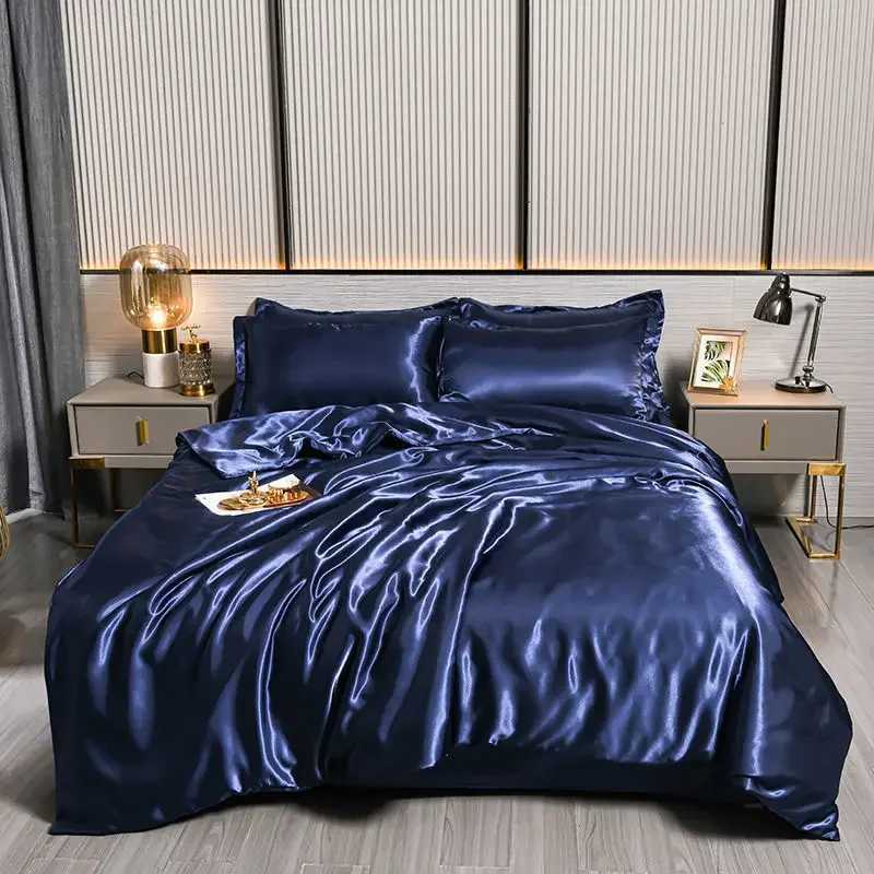 Luxury 100 Silk Bedding Set with Duvet Cover Set Double King Queen Size Bedding Cover Kit 4pcs Bed Cover Bed Linen Sets C250912