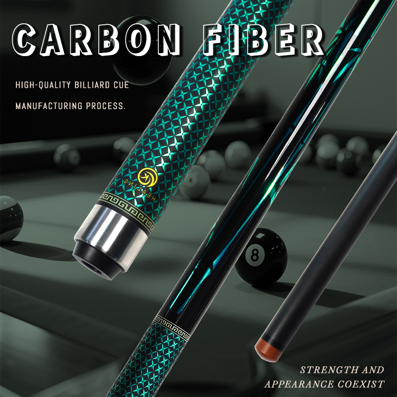 OKHEALING 1/2 Split Pool Cue Billiard Stick Carbon Fiber Billiard Cue 12.9mm Bakelite Tip Uni-loc / 3 Teeth Joint Length 1474mm/58inch Weight 20oz, Gr