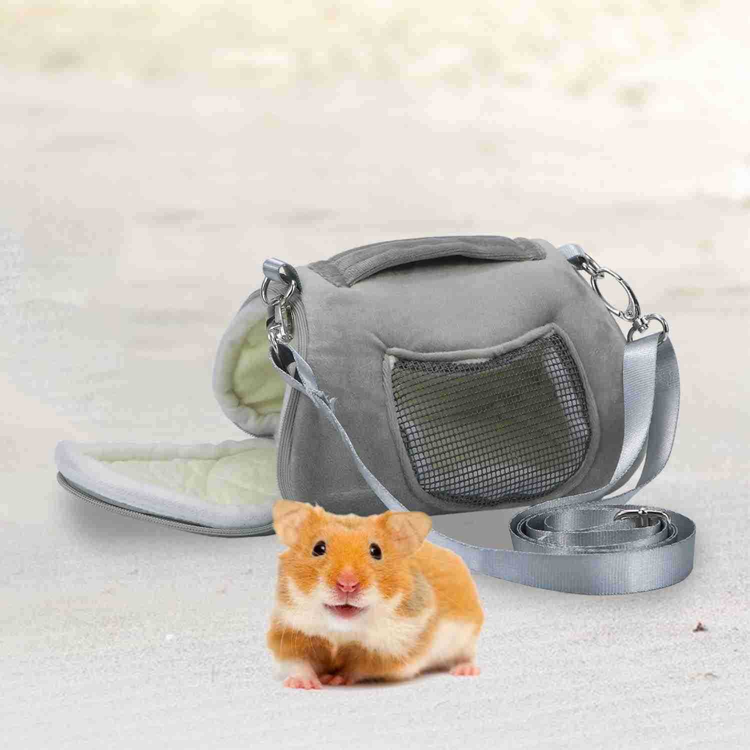 Hamster Travel Carrier Portable Outgoing Breathable with Adjustable Shoulder Strap Pet Carrying Bag for Sugar Glider Hamster Rat ChipmunkW250911