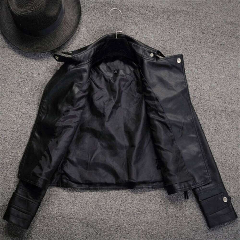Fashion Leather Jacket Women Turn Down Collar Short Coat Zipper Long Sleeve New In Jackets Chic Streetwear Motorcycle Tops