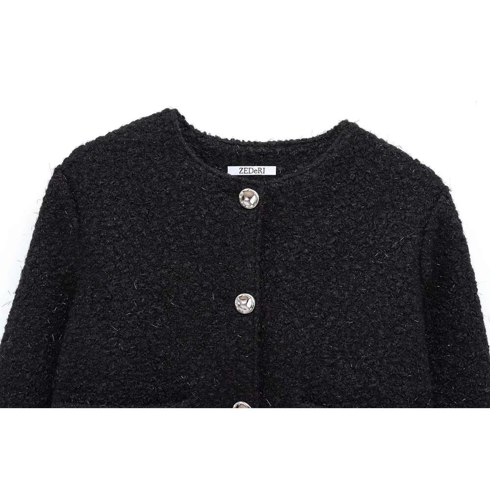 DHEssentials Women's Autumn and Winter New Style Little Chanel Sparkling Loop Velvet Short Jacket 87050625