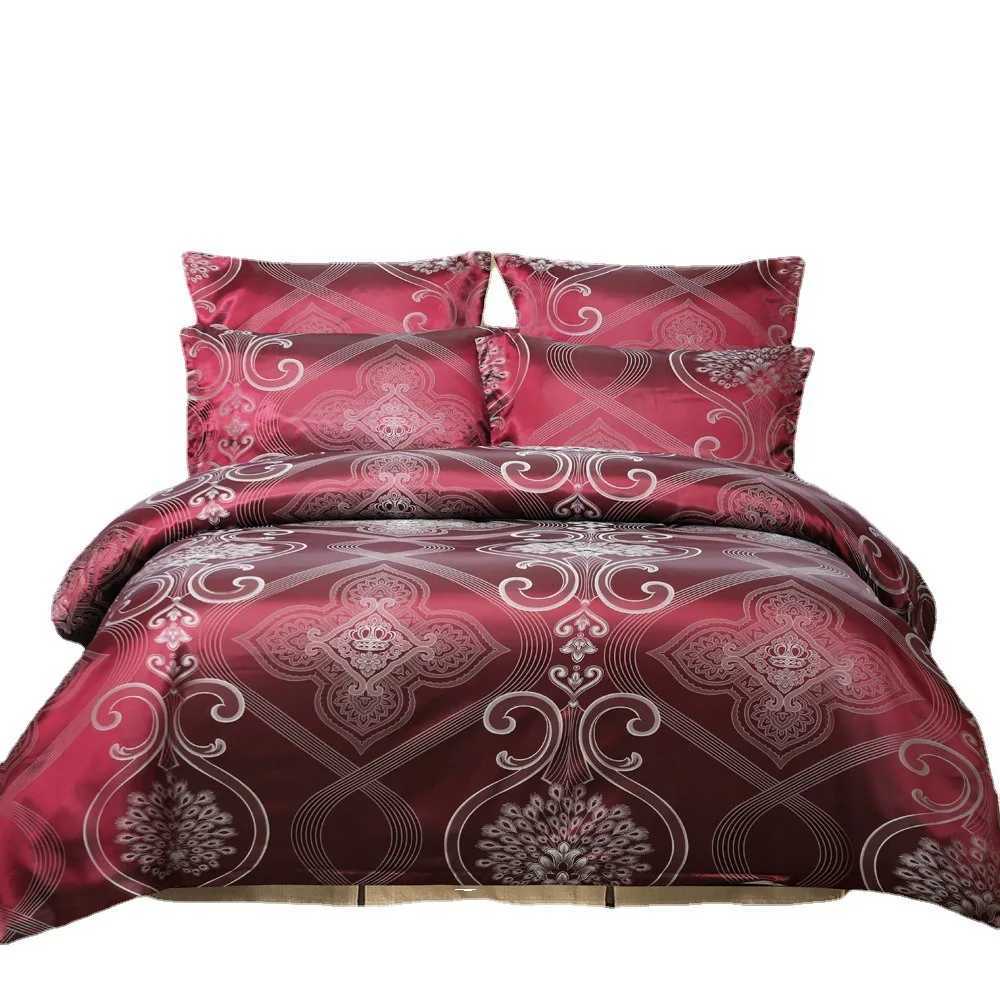 Duvet Cover Set with Pillow Case Silk Glossy Double Bedding Set Quilt Cover QueenKing Couple or Single Bed Comforter Sets C250912