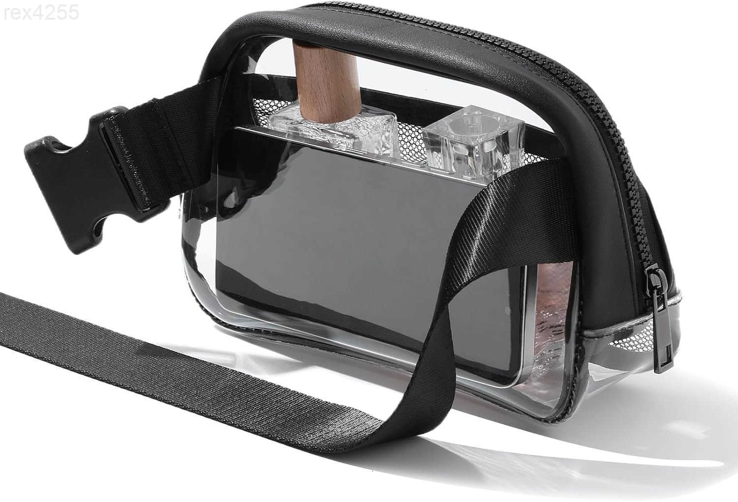 Clear Belt Bag Fanny Pack Stadium Approved Small Leather Transparent Waist Bag with Adjustable Strap for Concerts Sports Events Crossbody Purses for M