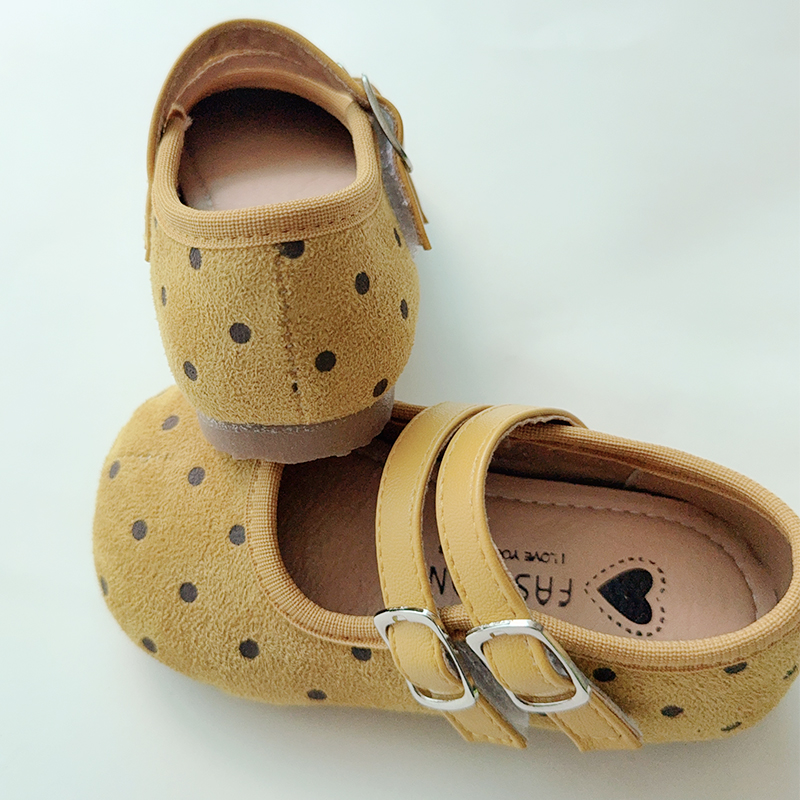 Korean-Style Girls' Polka Dot Mary Jane Shoes with Soft Soles - Children's Princess Shoes D130