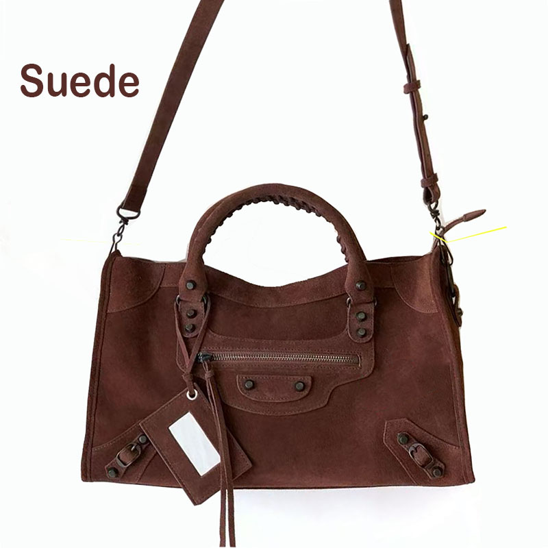 9A Suede City Cagole Tote Bag Motorcycle handbags Cross body Bags women men Business bag Luxury Designer Genuine leather Mirror Pochette Vintage