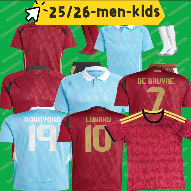 25 26 Belgium Soccer Jerseys Mens DE BRUYNE LUKAKU TIELEMANS TROSSARD Football Shirts Youth CARRASCO ONANA CASTEELS BATSHUAYI CASTAGNE FAES National Team Kids kit