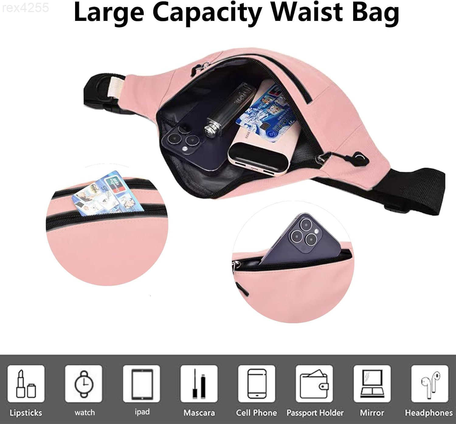 Crossbody Fanny Pack for Men Women Fashion Waist Bag Pack with Adjustable Strap for Outdoors Casual Belt Bag for Travel Walking RunningPinkW250912