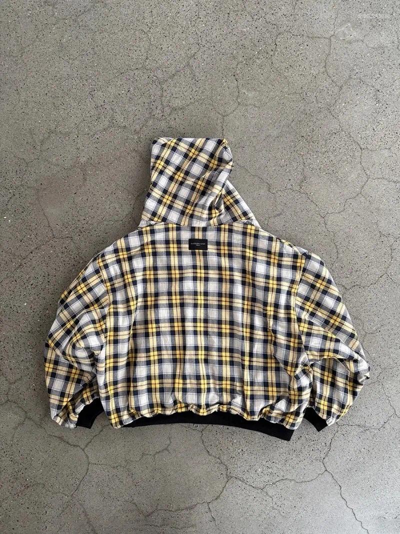 Men's Hoodies Trendy Gothic Striped Checkered Pattern Oversized Hoodie Street Hip-hop Loose Harajuku Zipper Couple