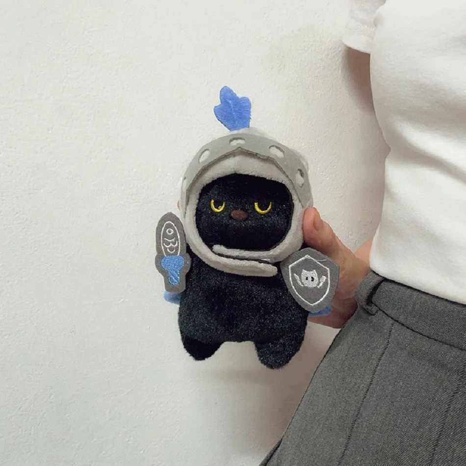 Q version Knight Cat Kitty cat doll toy backpack pendant Companion doll bag pendant Childrens birthday gift Cute black cat toy C250912