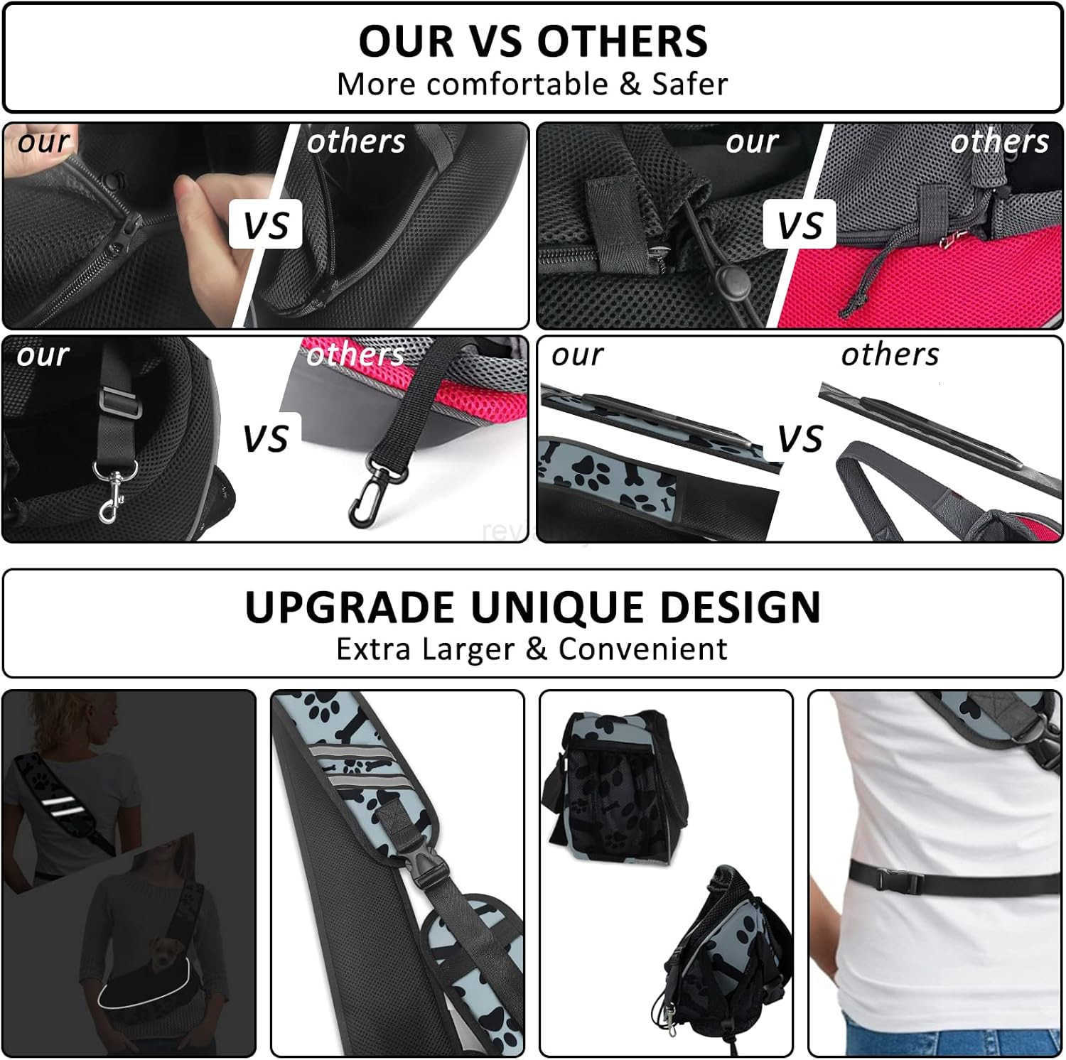 Dog Carriers for Small Dogs Breathable Pet Sling Carrier Travel Cat Carrier Puppy Carrier Hands Free Dog Carrying Bag for 5lb Dogs Klein Blue SW250912