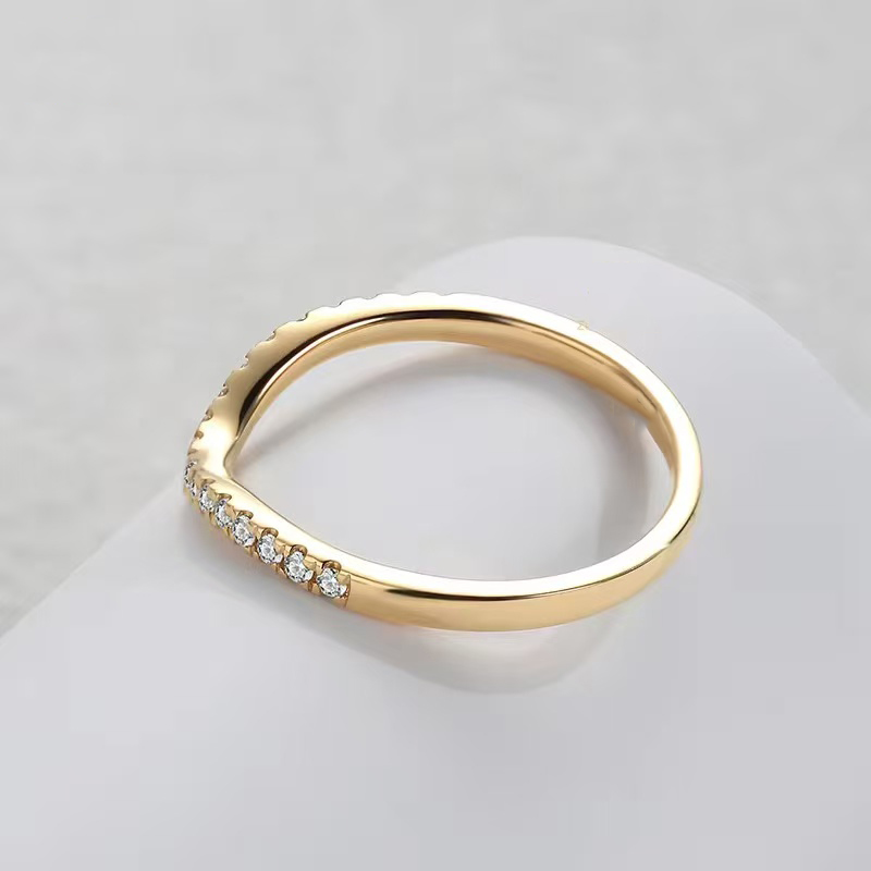 18K Yellow Gold 1.3mm FG VS Round Natural Diamond Half Band Eternity Ring for Fashion Engagement Daily Wear