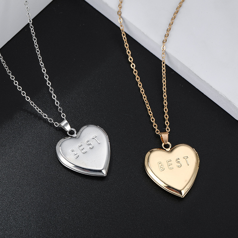 DIY Accessories Photo Box Heart Shape Engraving Best Hot Item Pendant Openable Necklace Women's Jewelry