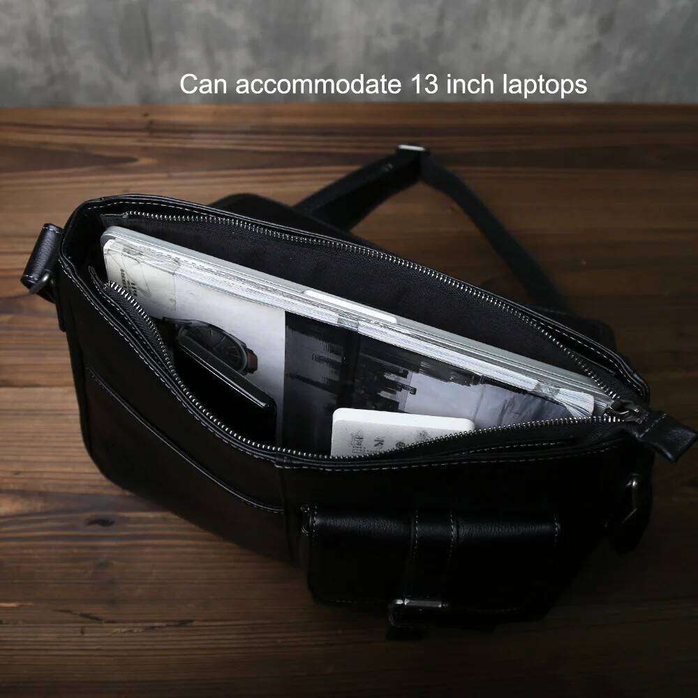 Genuine Leather Classic Men's Crossbody Fashionable Top Layer Cowhide Irregular Mailman Bag Suitable For 13 inch Computers