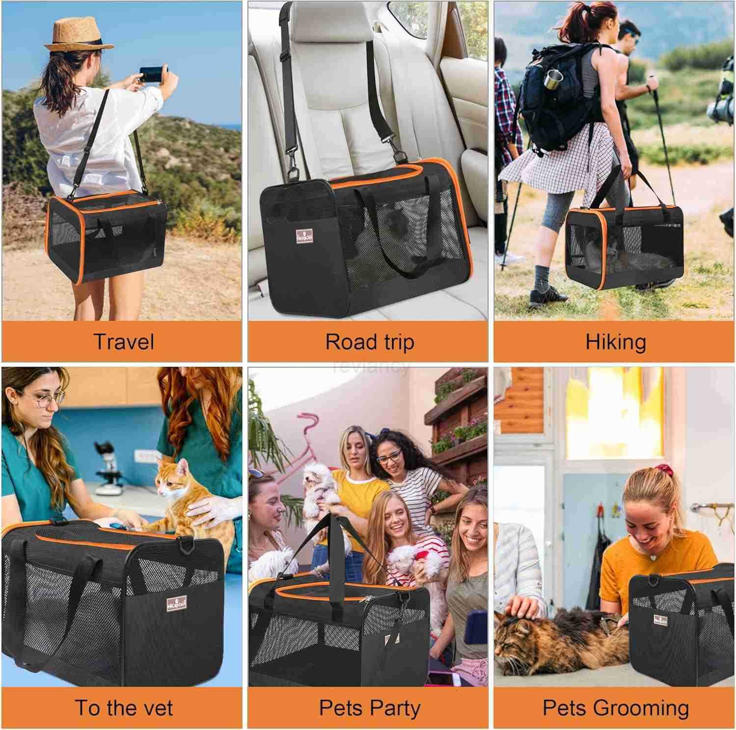 Black Cat Carrier Bag Lightweight Soft Cat Carrier with Top Mesh Window Breathable Pet Carrier for Medium Cats and Small Dogs Puppies up to 15 lb Blac