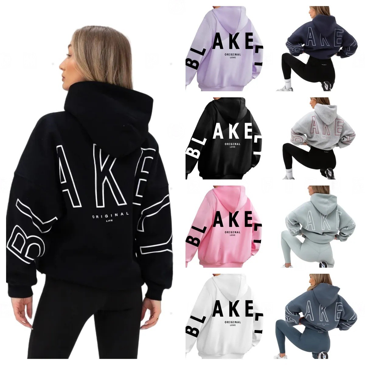 Blakeleys Hoodie Blake Hoody Womens Pullover Designer Oversized Letter Printed Long Sleeve Hood Sweatshirt Streetwear Woman Fashion Hoodies Coat 7A 859 043