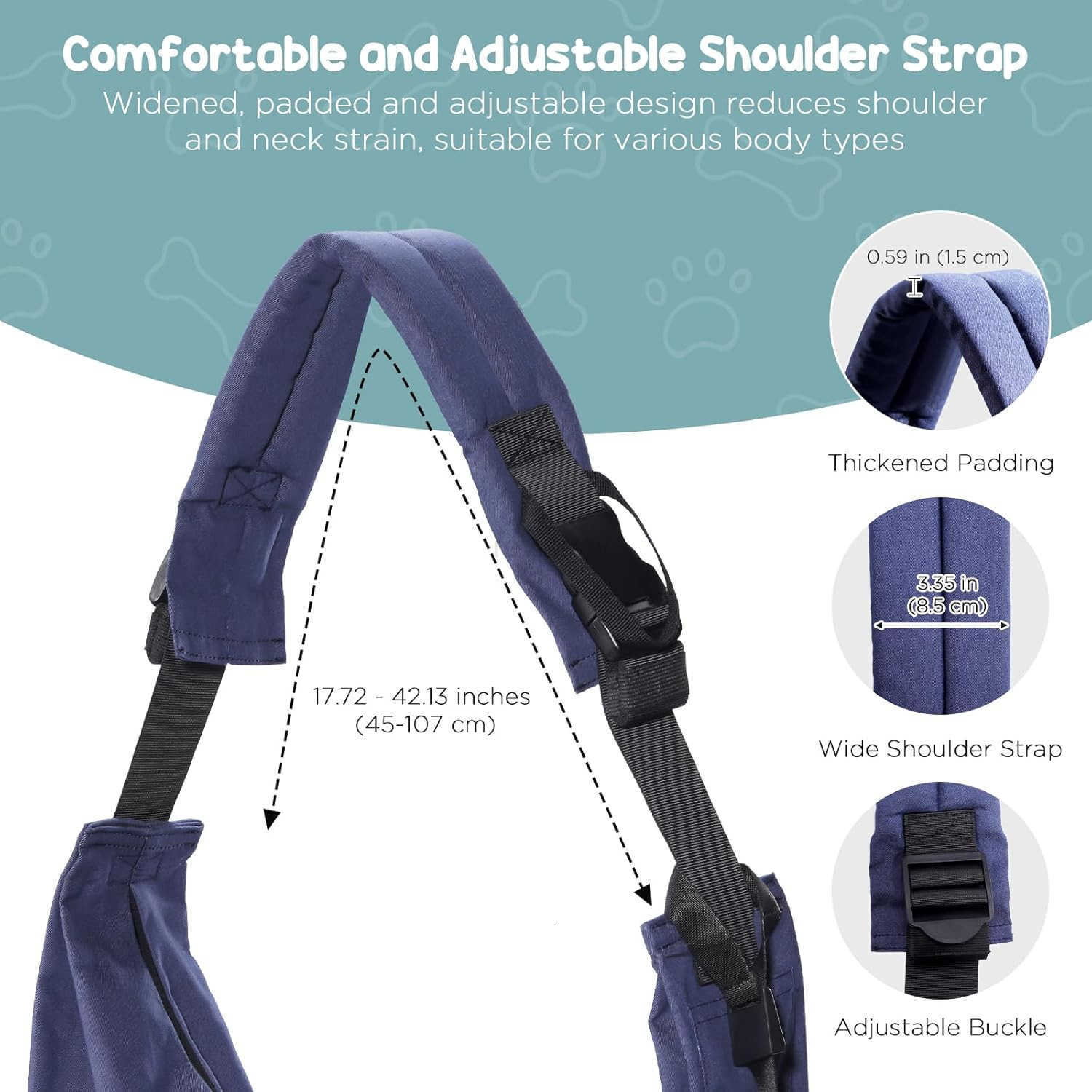 Dog Sling for Small Dog Cats Under 15lbs HandsFree Crossbody Pet Carrier with Adjustable Padded Strap Extra Pocket Safe Soft Pouch Bag for Puppies Wal