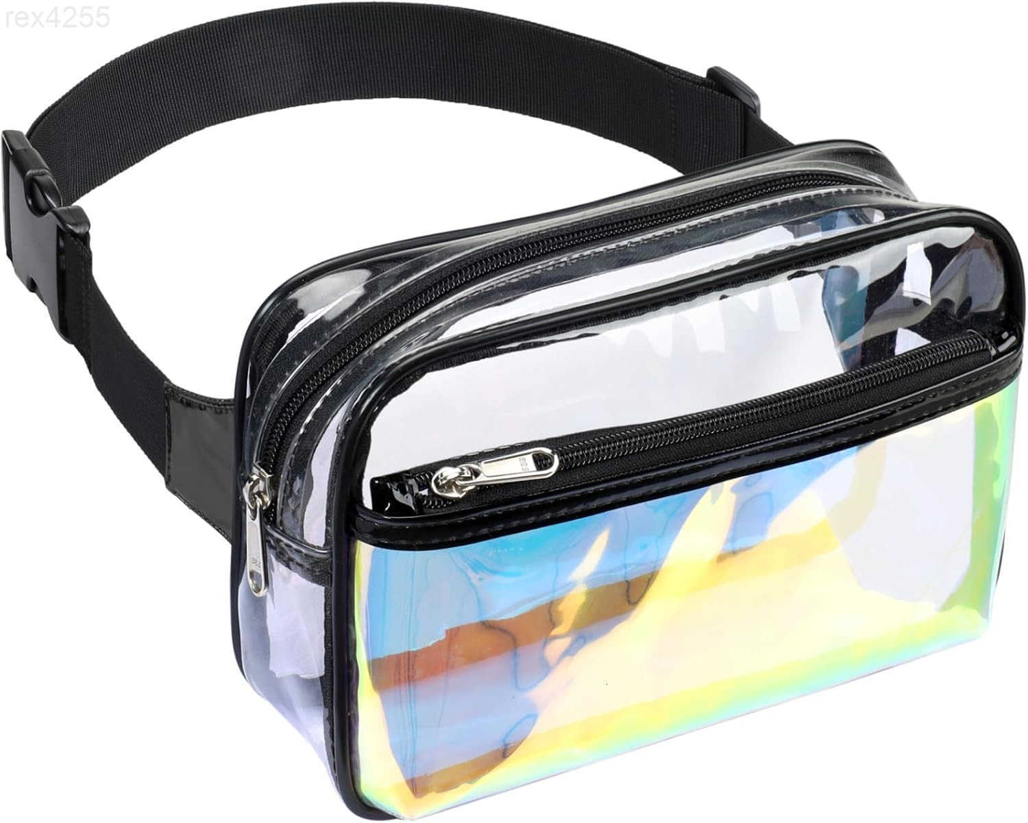 Clear Fanny Pack Holographic Clear Belt Bag Crossbody Fashion Fanny Packs for Women Men Cute Waist Bag with Adjustable Strap for Sports Beach Events C