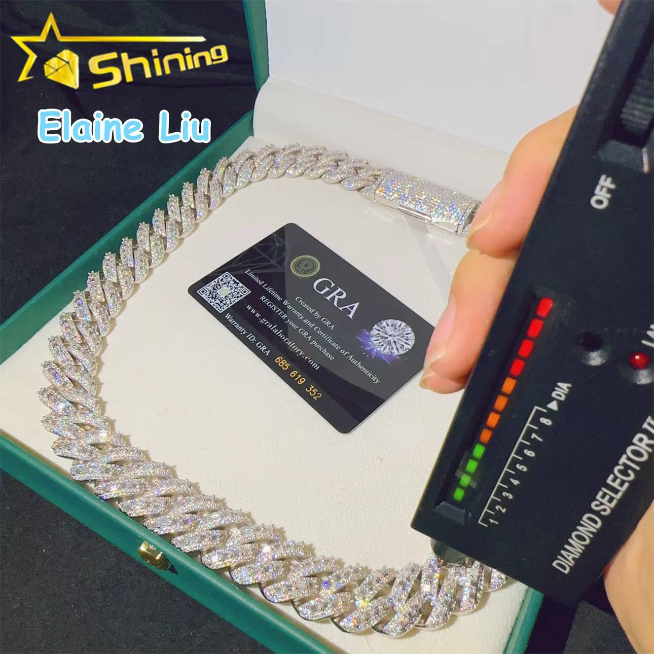 18mm VVS Moissanite Diamond Sterling Silver 925 Cuban Link Chain Moissanite Hip Hop Jewelry Cuban Link Chian Necklace