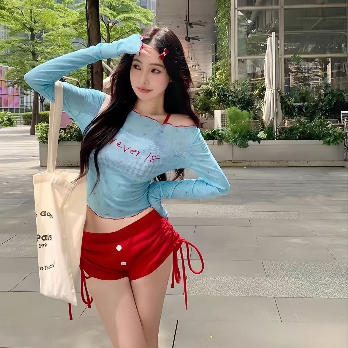 New High-End Swimsuit for Women Two-Piece Pure Desire Four-Piece Set Long Sleeve Student Girl Beach Vacation Bikini Swimwear