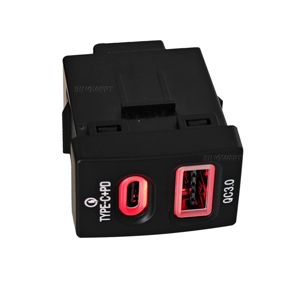 Car USB Charger PD Fast Charging QC3.0 Mobile Charging Adapter Socket Button Suitable For New Honda