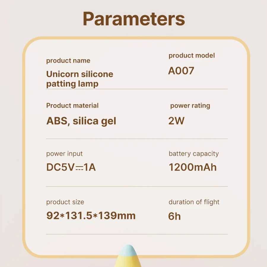 Cartoon Unicorn Night Lamp Soft Silicone Pat Light Warm Light Eye Protection Night Reading Lamp Desktop Kids Room Decoration C251122