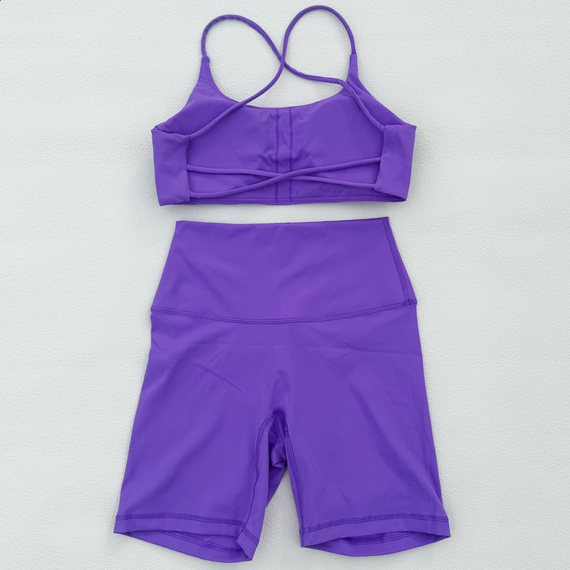 Ctenkevet Two-Piece Womens Sports Set Chest Crossover Yoga Clothes Female Gym Bandeau Sports Bra Suits Sport Outfit For Woman 250516