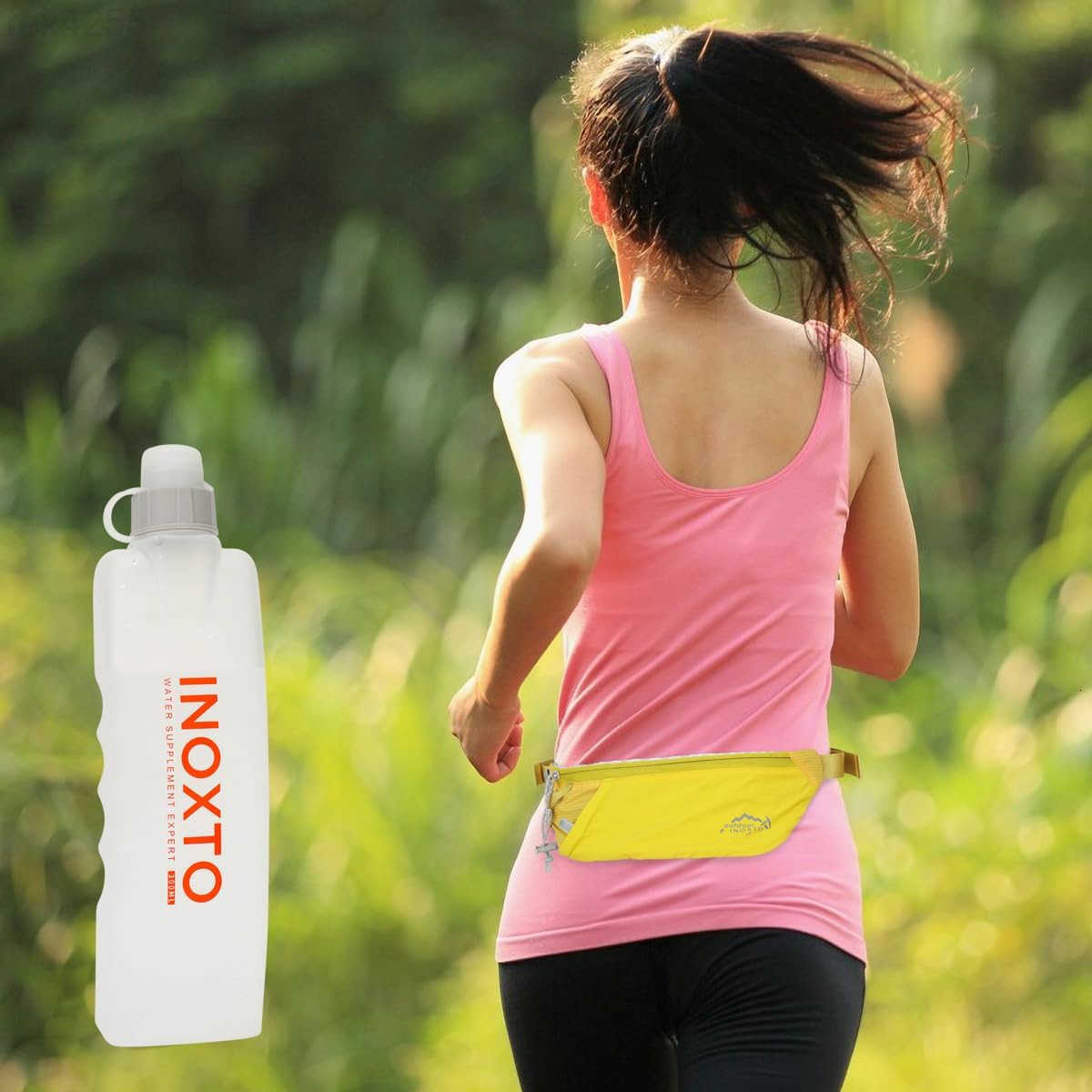 Slim Running Belt Fanny Pack for Women and Men Sports Waist Bag Pack with 300ml Water Bottle for Running Walking Cycling Hiking Reflective Running Pou