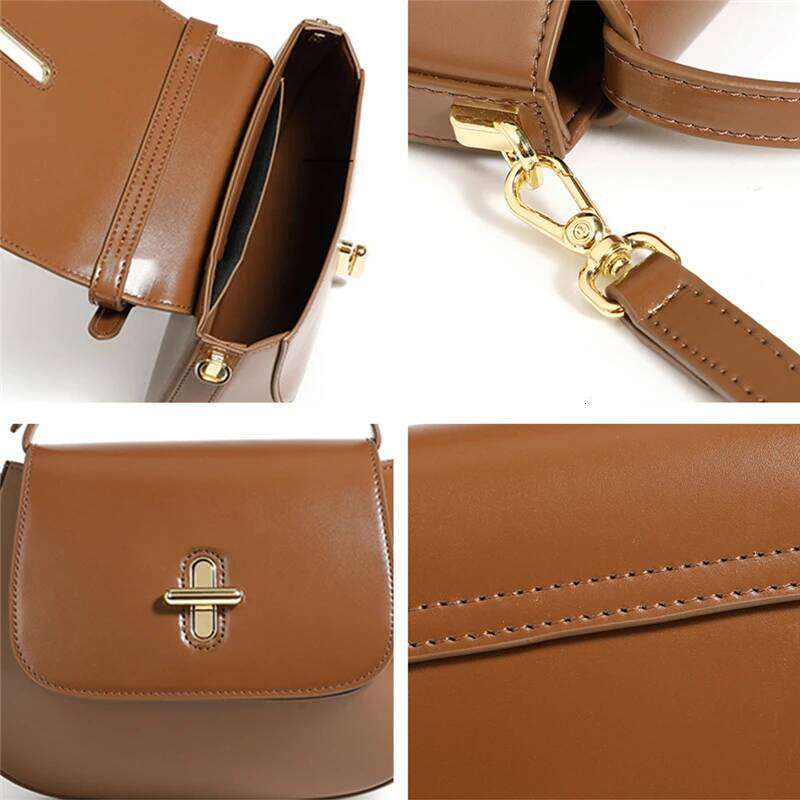 Hifashion Genuine Leather Saddle Small Shoulder Crossbody Bags For Women 2025 Trend Designer Purses Tote Ladies Handbags