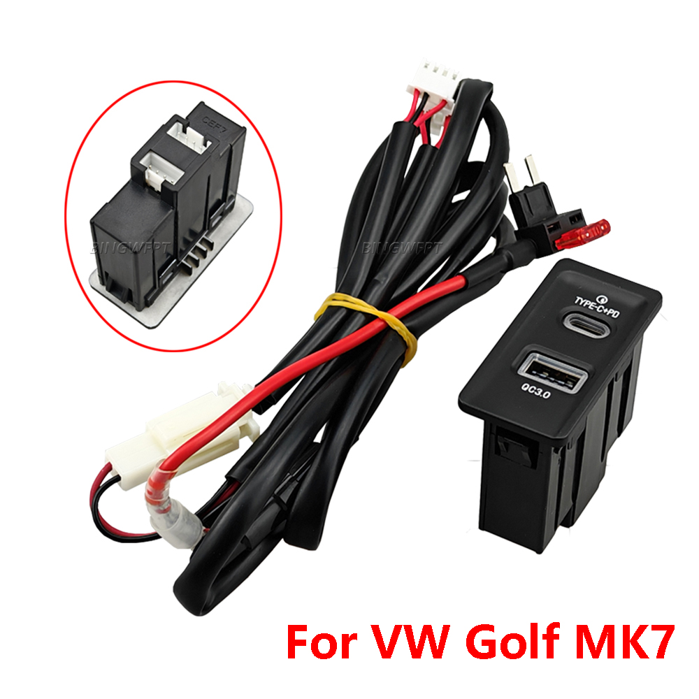 Car Fast Charger TYPE-CPD USB Interface Socket Charging Power Adapter Suitable For Golf MK7