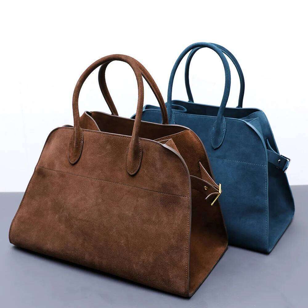 2025 Fall Vintage Leather Tote Women's Genuine Cowhide Suede Large Capacity Commuter Shoulder Bag with Multi-Pocket